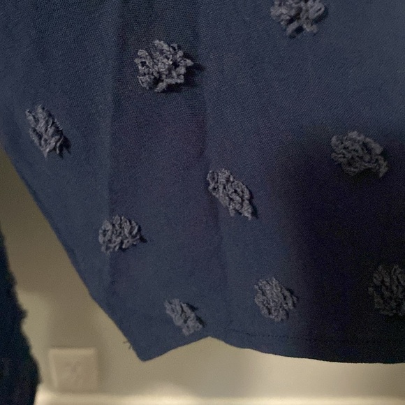 B Tunic Dress Collared V-Neck Swiss-dot Pom 3/4 Button-up Sleeves Sz XL - Picture 3 of 8